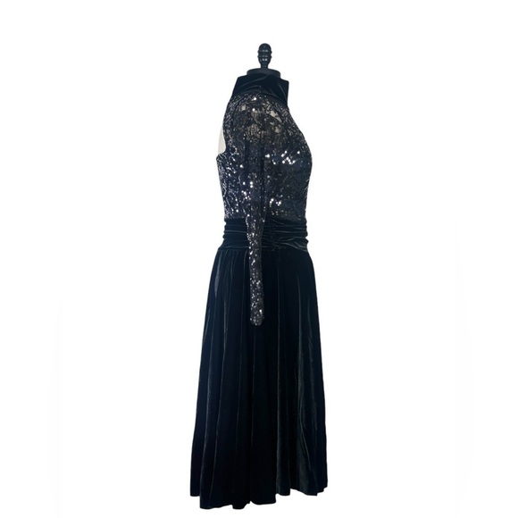 Algy black plush velvet lace and sequin performance dress size small - Picture 7 of 17